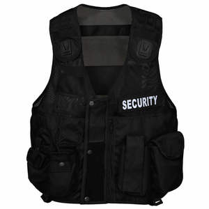 Veste à capuche sans manches légère gilet de sécurité garde uniforme noir multi-poches Rip Stop gilet tactique avec ID de sécurité - Product Image 2
