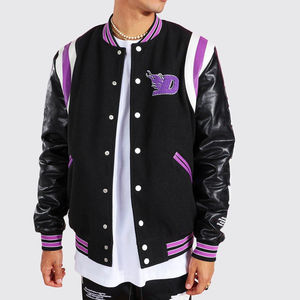 Veste d'hiver à manches longues pour hommes Varsity Baseball/Sports/Letterman/Bomber Button Style Stand Vente en gros - Product Image 2