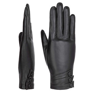 Gants thermiques en cuir de mouton 100% véritable, doublure en fourrure, compatibles avec les écrans tactiles, écologiques, chauds pour l'hiver, mode, cyclisme, conduite, unisexe - Product Image 3