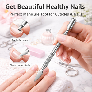 Empujador de Cutículas de Doble Punta de Acero Inoxidable para Manicura y Pedicura, con Agarre Antideslizante, Resistente al Óxido, Instrumento Profesional para el Cuidado de las Uñas - Product Image 5
