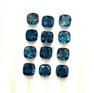Cojín de Topacio Azul Londres Natural de 7mm, piedras preciosas sueltas, cuentas facetadas de topacio de alta calidad para la fabricación de joyas por mayorista a granel - Product Image 1