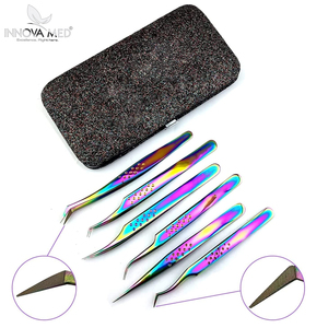 Pinces à cils en acier inoxydable avec logo personnalisé, couleurs arc-en-ciel, outils de maquillage beauté par INNOVAMED - Product Image 4