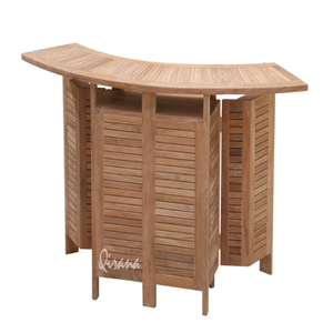 Table de bar de jardin en teck naturel pliable pour la maison et les fêtes en plein air - Product Image 1
