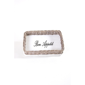 Bandeja de Servir de Mimbre de Seagrass Estilo Boho Chic, Organizador de Cocina Tejido a Mano, Cesta de Mimbre Natural - Product Image 1