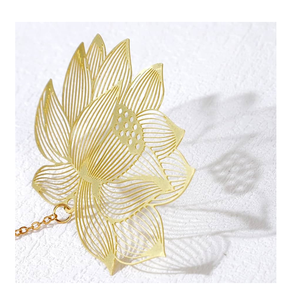 Wholesale Hollow Cut Out Brass <b>Bookmark</b> Standard Size Different Design Metal <b>Bookmark</b> with Charms Look Top Design - Product Image 2