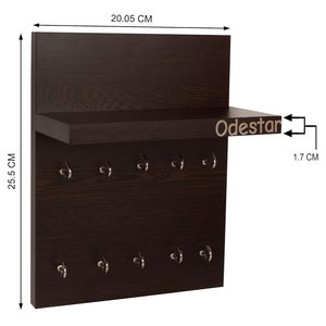 Estante de pared de madera con gancho de tela Organizador de entrada Ganchos para abrigos Estante para llaves y soporte para correo para oficina y hogar - Product Image 6