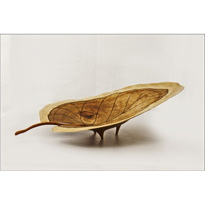 Handcrafted Gold Plated Leaf Design Tray With Textured Surface For Unique Fruit Serving Or Decorative <b>Table</b> Display Accent - Product Image 2