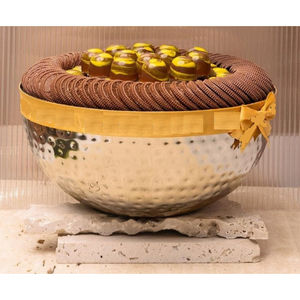 Forme et taille personnalisées Bol de service en chocolat avec support en métal Bol de service pour biscuits aux dattes en chocolat - Product Image 6