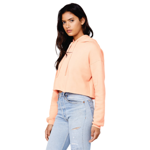 Hem brut femmes recadrée polaire à capuche pull sweat pêche détail 52% Airlume peigné anneau filé coton 48% Poly hiver XS - Product Image 2