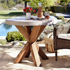 Nouvelle table à manger en bois, table de jardin, table à manger avec plateau en ciment pour l'extérieur et l'intérieur - Aurora - Product Image 2
