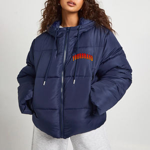 Custom made Embroidery logo Waterproof Breathable Lightweight Puffer Jacket with Cotton <b>Padded</b> Warm Hooded ladies jacket - Product Image 6