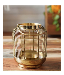 Linterna de Metal de alambre clásico de lujo oro 7,6X6,2 portavelas colgante decorativo para iluminación de acento interior al aire libre - Product Image 1