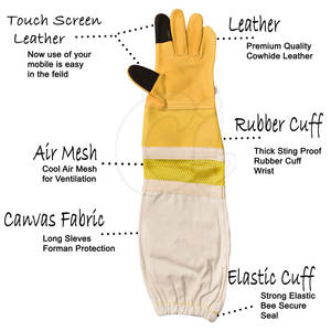 Guantes de apicultura con logotipo personalizado de servicio OEM, guantes de apicultura de seguridad hechos a mano de cuero a la venta - Product Image 5