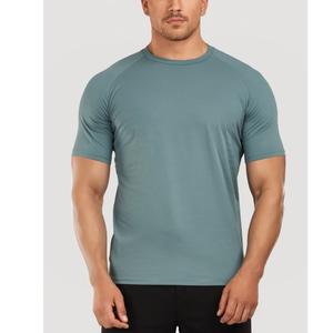 เสื้อยืดผ้าฝ้าย100% สำหรับผู้ชายเสื้อยืดทรงพอดีตัวปกติสีพื้นโลโก้ที่กำหนดเอง - Product Image 5