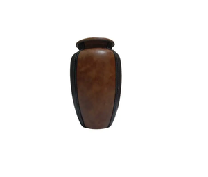 Cremation Urn Memorial for Human <b>Ashes</b> Funeral Urn Container Jar <b>Pot</b> Brown Leather Finished - Product Image 1