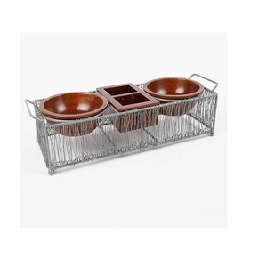Cuencos para servir de chocolates de madera con soporte de hierro Tamaño y forma personalizados Dulces Cuencos de frutas secas para la venta - Product Image 1