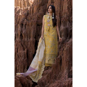 Ensemble chemise en mousseline brodée avec dupatta en tissu Khaadi et pantalon - RANG RASIYA-BIC-4686 - Product Image 2