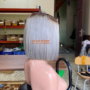 Vente en gros perruque Bob produits capillaires cheveux naturels vietnamiens perruques de cheveux humains lisses avec devant en dentelle perruques sans colle Swiss HD avec devant en dentelle - Product Image 3