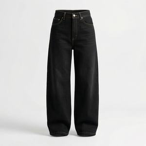 Jeans Casuales Rectos de Mezclilla Elástica y Transpirable para Mujer, de Primera Calidad, de Tiro Alto para Comodidad Diaria, Color Personalizado - Product Image 1