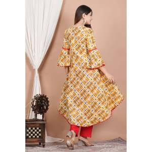 เสื้อและเสื้อเชิ้ตผ้าคอตตอนแขนกุดสำหรับผู้หญิงผ้าคอตตอนทรงเอพิมพ์ลายสะท้อนด้วยการออกแบบที่เป็นเอกลักษณ์ - Product Image 2