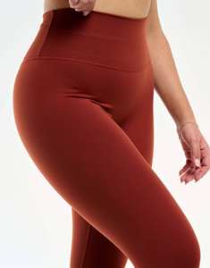 Best Quality Custom Brown OEM Women's Sets 2 Piece Set Women Crop <b>Leggings</b> Zipper Waistband <b>Pocket</b> Soft Stretchy High Waist Set - Product Image 5