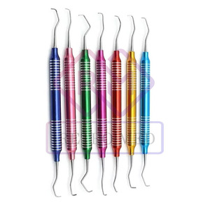 7 Gracey Instrumentos dentales de grado profesional Curetas de acero multicolor Escaladores periodontales Mango hueco INSTRUMENTOS MEDICAB - Product Image 3