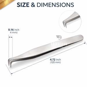 Pince à cils en acier inoxydable en forme de L, outil d'isolation de précision pour extensions de cils volume - Product Image 5