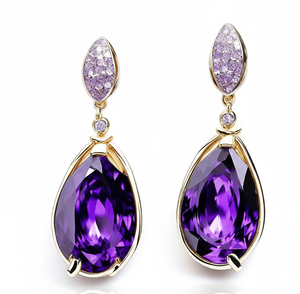 ต่างหูพลอยสีฟ้าอเมทิสต์ทรงลูกแพร์ 5 มม. เงินแท้ 925 ชุบทอง 18K เครื่องประดับคุณภาพ ราคาขายส่ง - Product Image 3