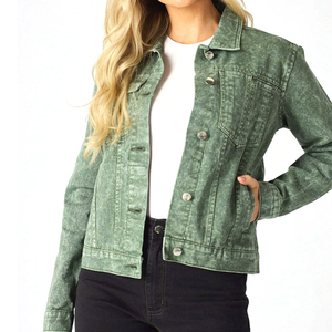 Veste en jean pour femme OEM, vêtement décontracté pour femme, vente chaude, veste en jean pour femme automne et printemps à bas prix - Product Image 1