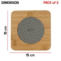 Sous-verres en bois de bambou écologiques Tapis de dessous de plat carré Coussin chauffant en matériau PC pour cuisine et table à manger Lot de 2