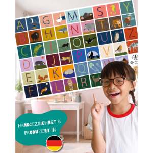 Tapis de bureau ABC pour enfants 60x40 cm, tapis de jeu avec animaux assortis à chaque lettre - Product Image 5