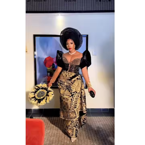 Royal <span class=keywords><strong>George</strong></span> Cao Cấp Của Phụ Nữ Thêu Cotton Lụa Châu Phi Headtie Thoáng Khí Polyester Sang Trọng Trực Tiếp Cộng Với Kích Thước Quần Áo Ren - Product Image 1