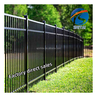 Valla de acero superior plana negra de alta seguridad, panel de valla de acero ornamental soldado de seguridad, valla de acero corten de tubo cuadrado para exteriores