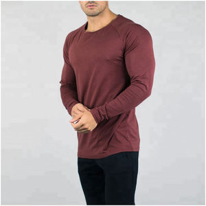 T-shirt de gym à manches longues personnalisé pour hommes en coton coupe ajustée à manches longues avec impression personnalisée Plus Size Option - Product Image 1
