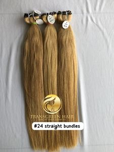 Top mejor calidad 22 "#24 Color Straight Wholesale's Bundle's Raw Indian Temple Directo de India Machine Double Weft Human Hair - Product Image 5
