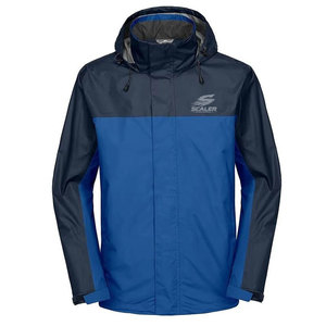 Veste de VTT pour homme avec fermeture éclair, imperméable et respirante, design à capuche, poches pratiques, tissu polyester/nylon - Product Image 1