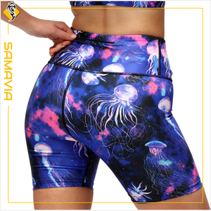 SAMAVIA Short de yoga taille haute personnalisé pour femmes Short de fitness extensible respirant avec motif imprimé taille élastique - Product Image 6