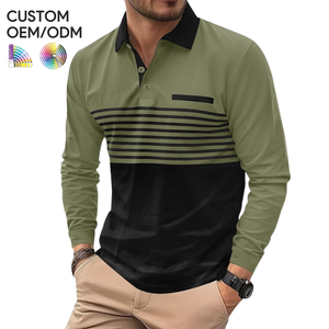 Mens Button for <b>Shirt</b> <b>Long</b> <b>Sleeve</b> Solid Color Block Lightweight Casual <b>Golf</b> Polos Customized OEM ODM Private Label Supplier - Product Image 1