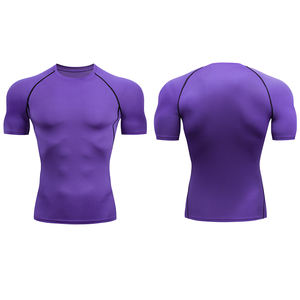 High Quality Slim Fit Men Compression Running Shirt Short Sleeve Gym Compression Shirt Men Rash Guard Top - Product Image 6