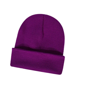 Bonnet en tricot unisexe à revers, couleur unie, acrylique doux, chaud et extensible, pour l'hiver, tenue quotidienne à la mode - Product Image 5