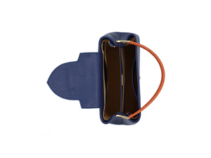 Cuir véritable Femmes Bleu & Tan Sac à main Centre Rabat Haute Qualité Mode Vente en gros 2025 Couleur personnalisée & logo OEM Crossbody - Product Image 4
