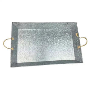 Plateau de forme carrée galvanisé unique plaqué par oxydase ravissante de forme ronde pour l'assiette et le plat de service de nourriture de mariage - Product Image 3