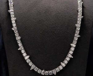 Luxury Moissanite Diamond Pear And Round Cut Rhodium Plated Women's Wear 925 Sterling Silver Tennis Chain - Product Image 1