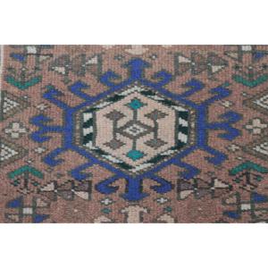 Turkish Vintage Small Rug 1.9x3.8 ft, <b>Brown</b> Southwestern Rug <b>Wool</b> - Product Image 5