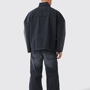 แจ็คเก็ตเดนิมฤดูหนาวแบบย้อนกลับได้ ไม่มีปก สีดำ ผ้าฝ้ายแท้ 100% คุณภาพสูง ทันสมัย ป้องกันลม เป็นมิตรกับสิ่งแวดล้อม ทรงโอเวอร์ไซส์ - Product Image 5