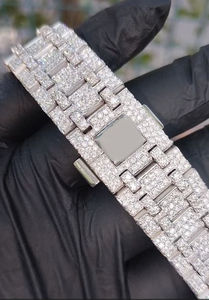 Lujoso reloj de esfera analógica de cuarzo personalizado para mujer automático VVS Moissanite diamante banda de acero inoxidable cristal moda de lujo - Product Image 5