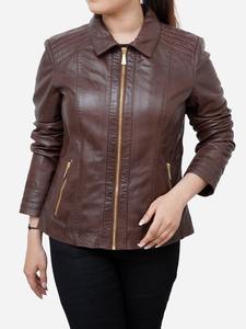 2025 nueva chaqueta informal de talla grande para mujer de cuero genuino con bordado y diseño de punto ropa de invierno - Product Image 6