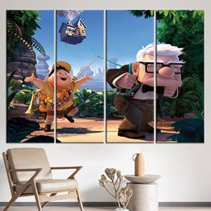 Impression sur toile élégante inspirée du film, avec Carl Fredricksen et son chien, 4P : encadrée - Product Image 1