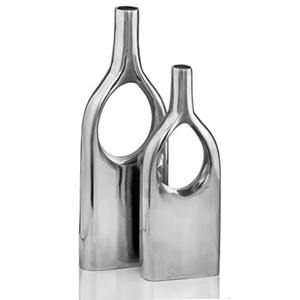 Juego de Jarrones de Metal con Acabado Plateado, Elegante y Moderno, Ideal para Regalos, Decoración de Interiores y Hostelería, Venta al por Mayor desde India - Product Image 3