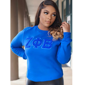 Sweat-shirt bleu Zeta Phi Beta avec lettres en coton doux et en chenille pour les membres de la sororité Vêtements grecs unisexes élégants - Product Image 2